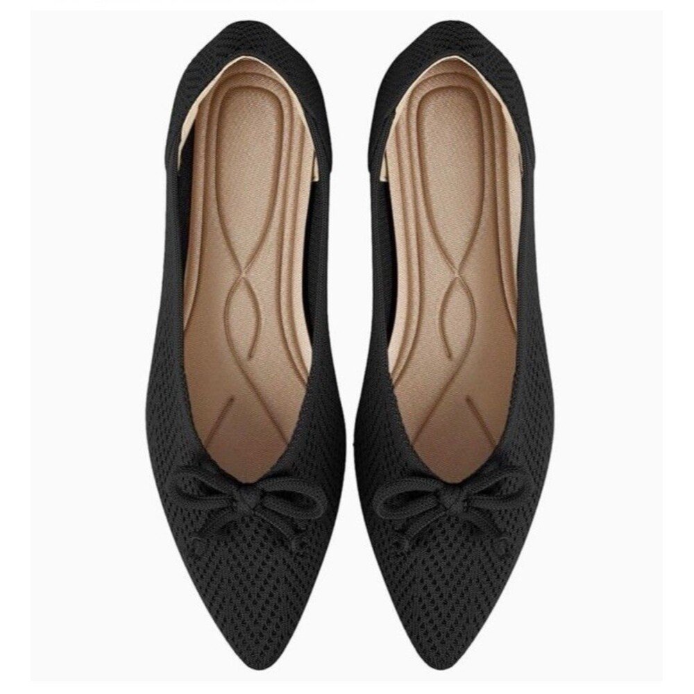 Women's Flats Shoes Pointed Toe Knit Ballet Comfort Breathable Slip On Size 9 - Picture 2 of 16